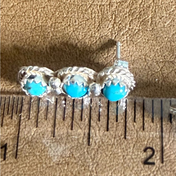 Kingman Turquoise and Sterling Silver Triple Stone Earrings
Post Back - Picture 4 of 4